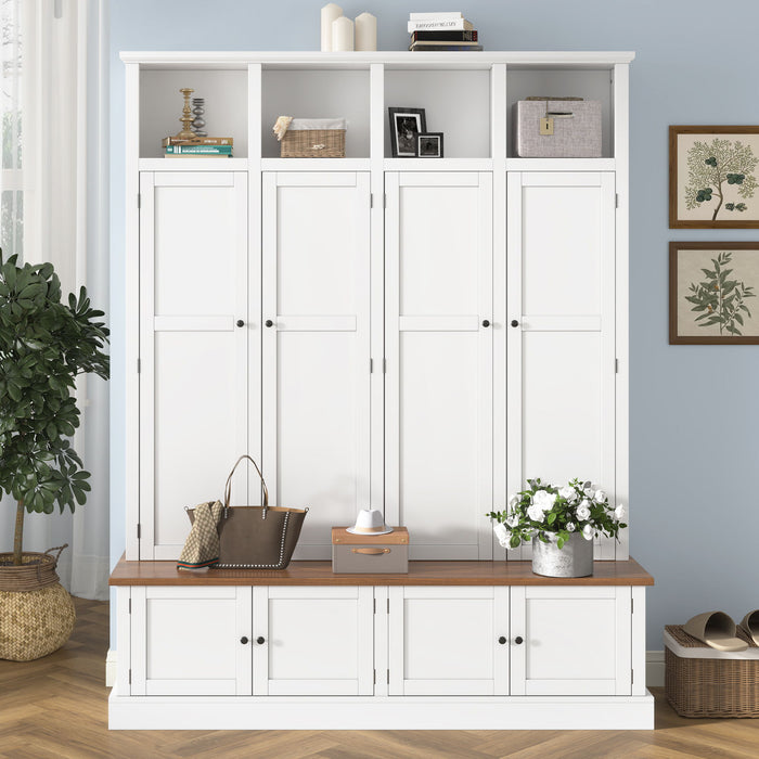 Hall Tree With Bench And Cabinet