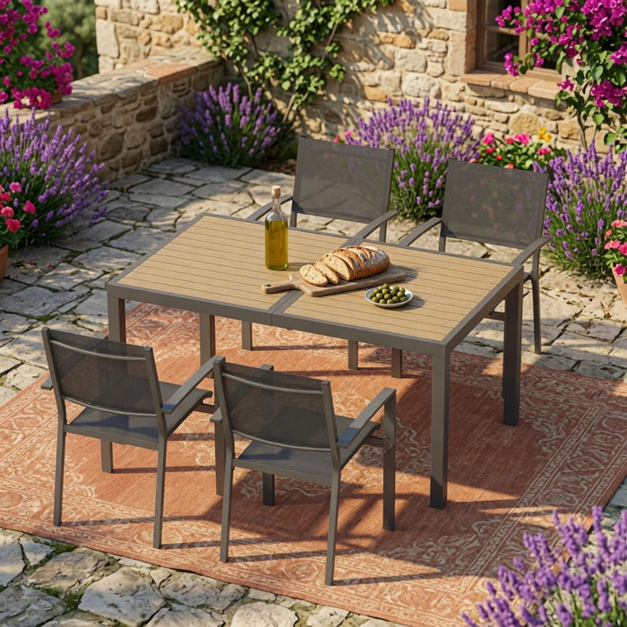 Rectangle Outdoor Patio Table With Slatted Top - Gray