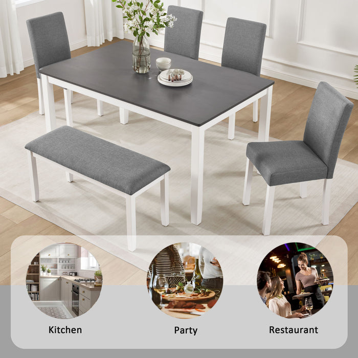 6 Piece Dining Table Set With Bench And Chairs