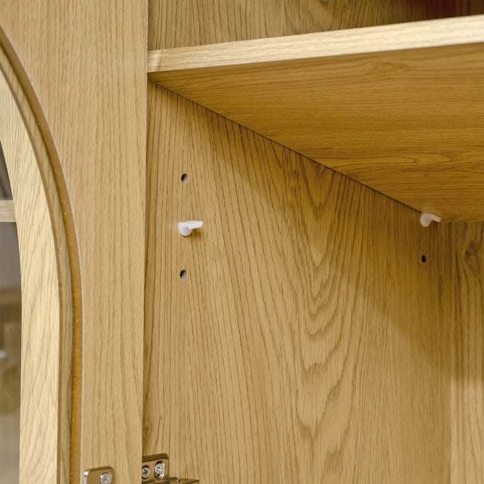Sideboard Cabinet With 4 Drawers And 4 Arched Glass Doors