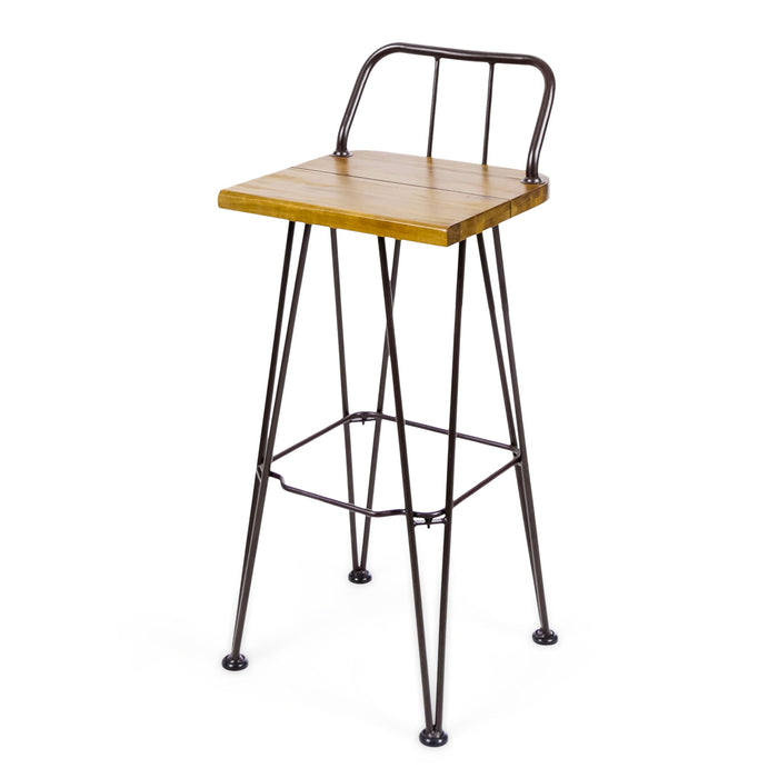 Outdoor Barstool With Angled Metal Legs - Brown