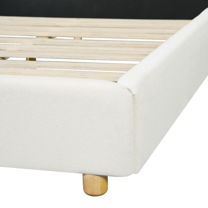 Upholstered Platform Bed Frame With Thick Headboard