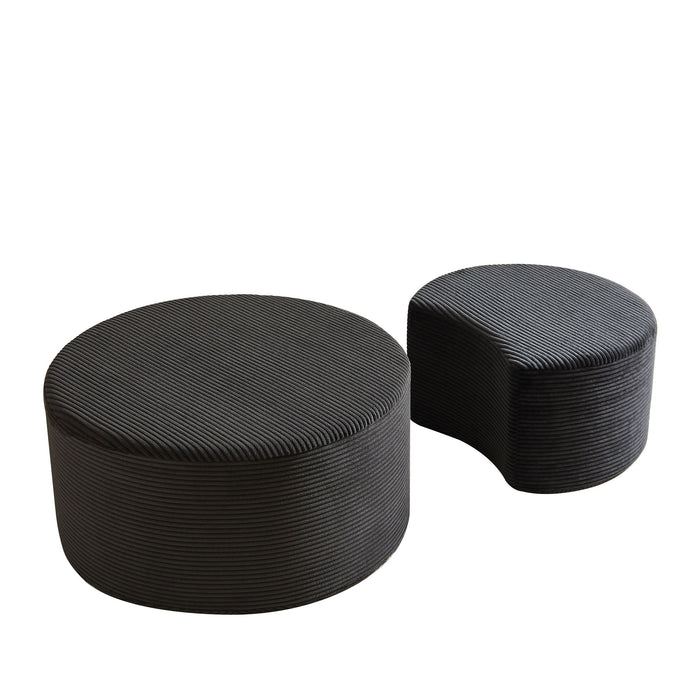 Modern Upholstered Round Coffee Table For Living Room (Set of 2)