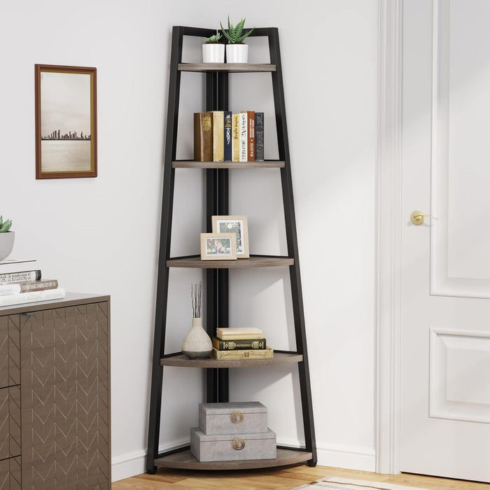 Tall 5 Tier Corner Bookshelf For Living Room