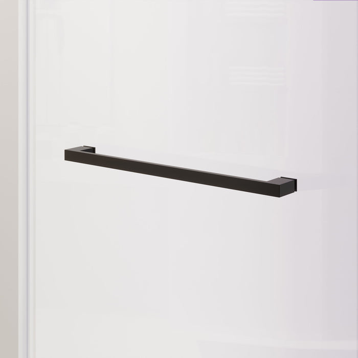 Frameless Double Sliding Soft Close Bathtub Shower Door, 5 / 16" Clear Nano Coated Tempered Glass And 304 Stainless Steel Handle - Matte Black