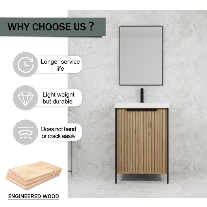 Modern Freestanding Bathroom Vanity With Resin Sink & Soft Close Cabinet Doors