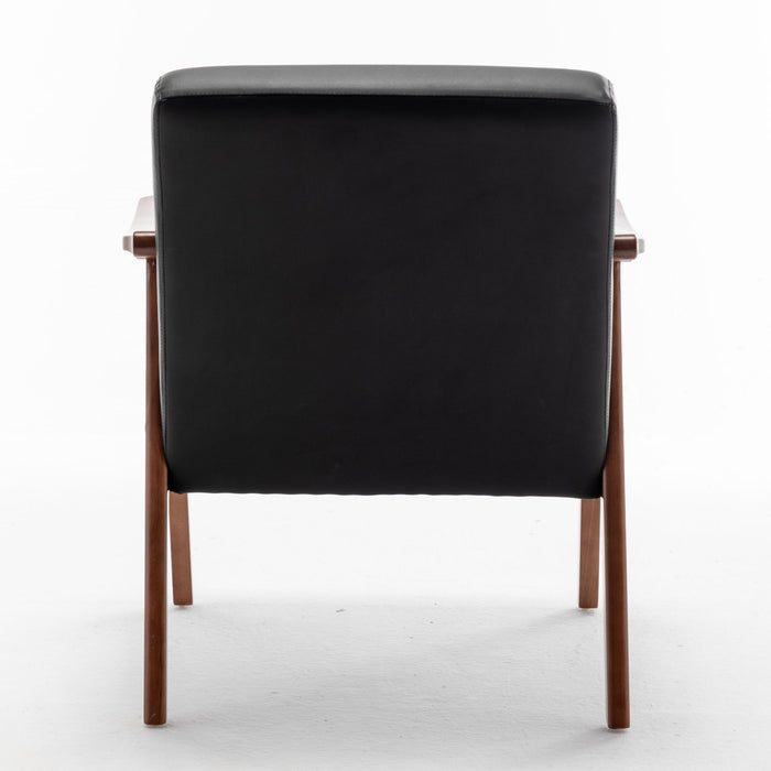 Mid Century Modern Accent Chair With Solid Wood Frame And Extra Thick Backrest