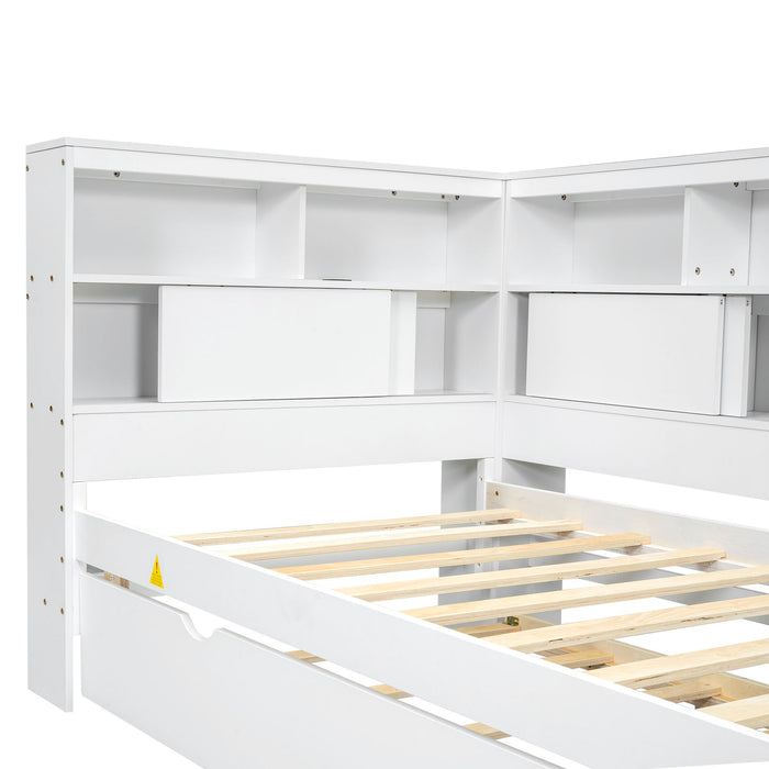 Daybed With Storage Shelves, USB Charging, And Trundle Bed