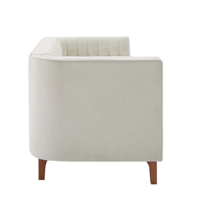 Modern 3 Seater Sofa, Upholstered Couch With Curved Armrests