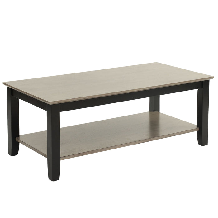 3 Piece Table Set With Open Shelf Storage, Includes Coffee, End & Console Table - Black / Black / Gray / Gray
