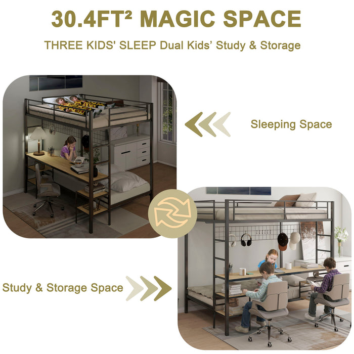 Ethan - Bunk Bed With Desk, Charging Station, Storage Shelves