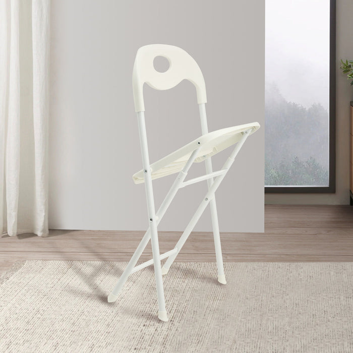 Folding Chairs, Stackable & Waterproof (Set of 4) - White