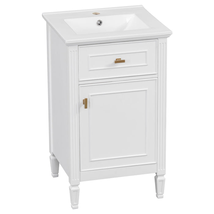 Bathroom Vanity With Sink, Adjustable Shelf, Tilt-Out Drawer