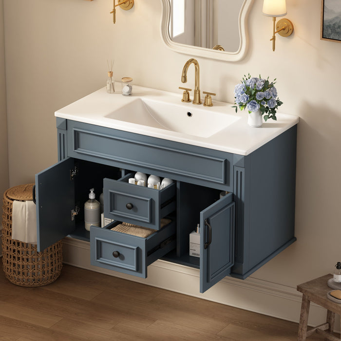 French Simple Style Wall Mounted Bathroom Cabinet With Sink