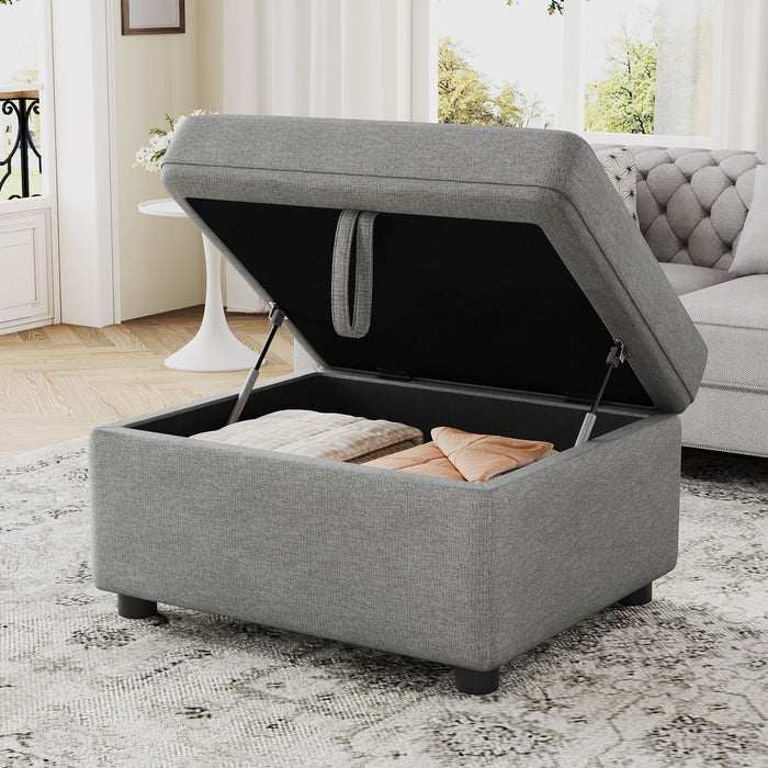 Movable Storage Ottoman Footrest For Living Room