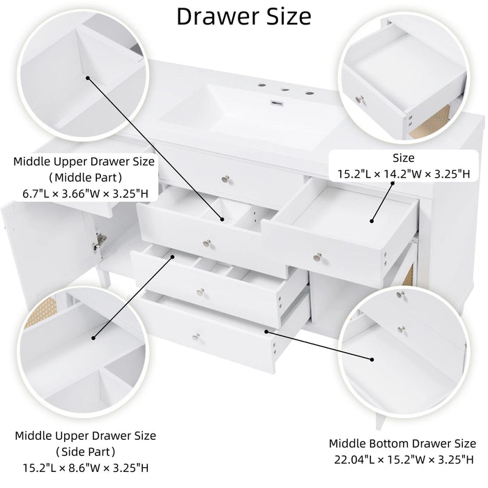 Bathroom Vanity With Sink, 5 Legs, Soft Close Drawers