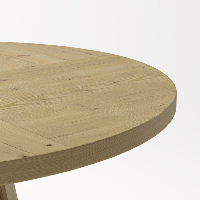 Farmhouse Round Dining Table With Storage Base