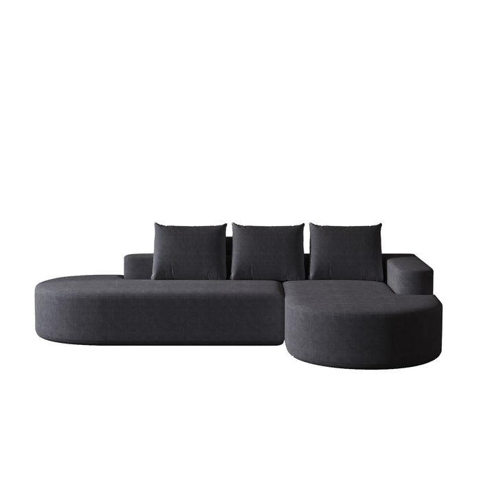 Modern Curved Sofa, L-Shaped Modular Sectional Set With 3 Pillows