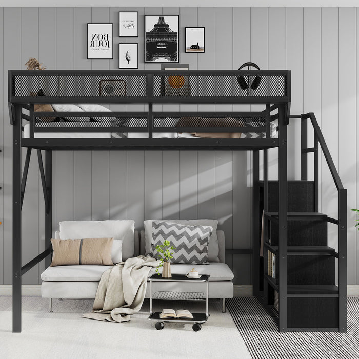 Loft Bed With Storage Shelves, Wardrobe