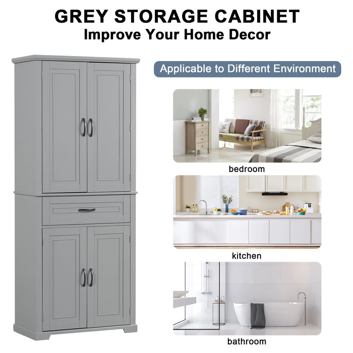 Bathroom Storage Cabinet With Doors And Drawer, Adjustable Shelf