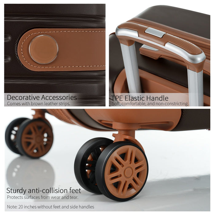 4 Piece Luggage Set Suitcase Set, Abs Hard Shell Lightweight Expandable Travel Luggage With 4 Packing Cubes, Tsa Lock, Spinner Wheels (16 / 20 / 24 / 28) - Coffee