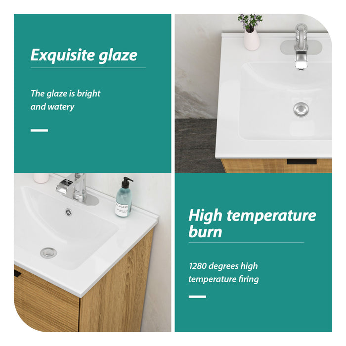 Rectangular Single Vanity Top With 1 Faucet Hole And Overflow Ceramic