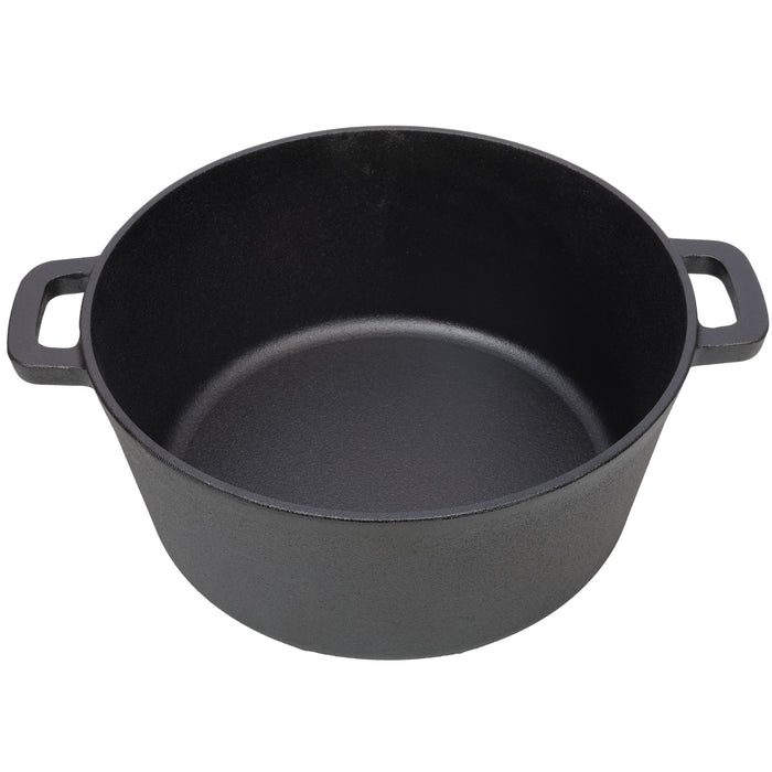 Pre-Seasoned 3 In 1 Cast Dutch Oven With Skillet Lid, 5 Quart - Black