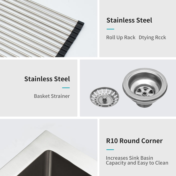 Double Bowl Farmhouse Sink, Stainless Steel Apron Front Kitchen Sink 16 Gauge - Brushed Nickel