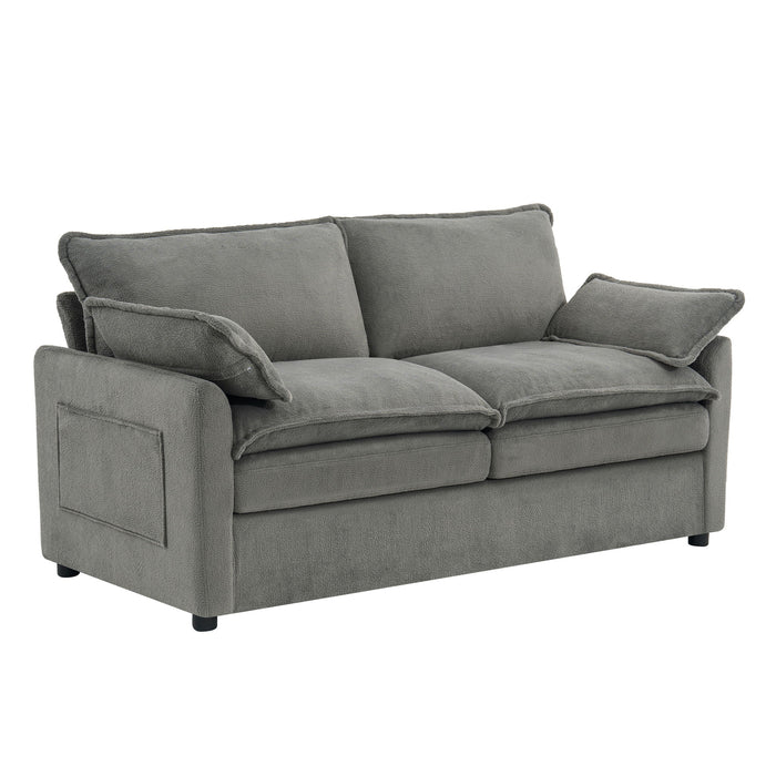 Modern Loveseat Sofa, Upholstered Couch With Side Storage Pockets