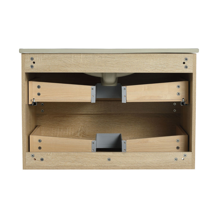 Wall Mounted Bathroom Vanity With Sink, 2 Soft Close Drawers