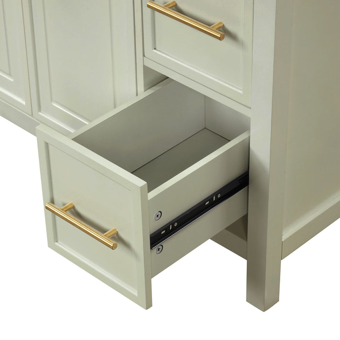 36" Bathroom Vanity With Sink, 2 Doors, 3 Drawers, Rectangular - White