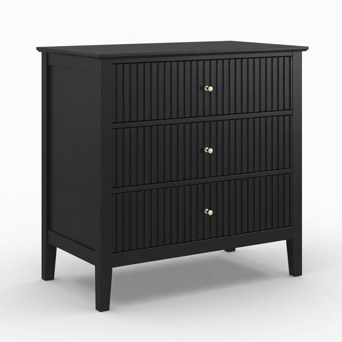 Fluted 3 Drawer Nightstand With Soft Close Slides