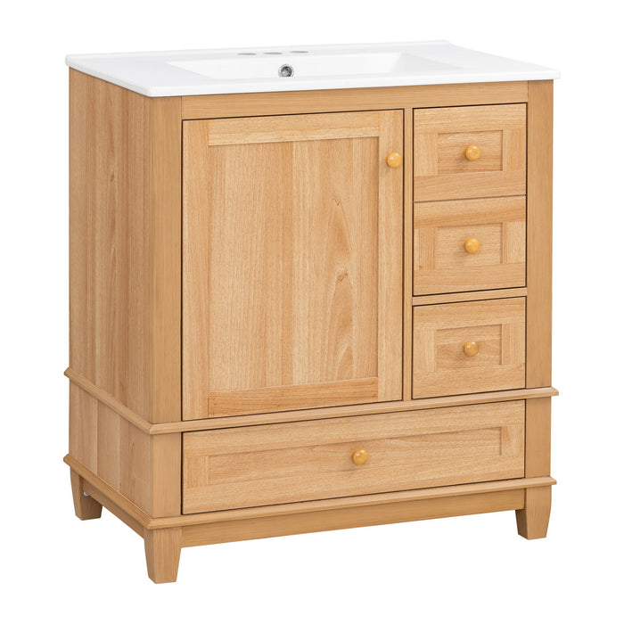 Freestanding Bathroom Vanity With Sink, Soft Close Doors & Drawers, Ample Storage - Wood