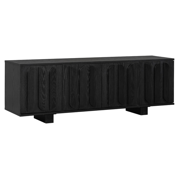 Farmhouse TV Stand, Storage Media Console With Adjustable Shelves & 3 Cable Holes