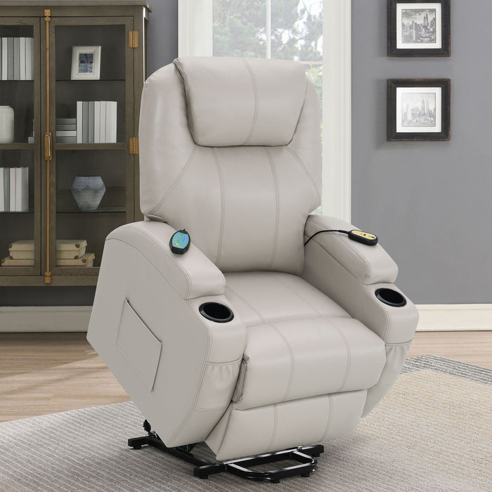 Selwyn - Upholstered Power Massage Recliner With Heat And Massage Functions - Champagne