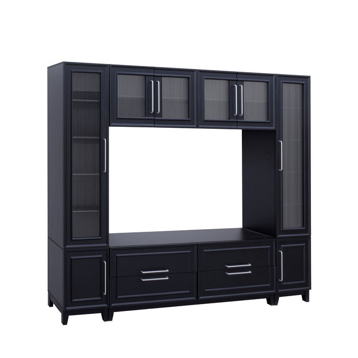 Wall Unit Modern Entertainment Center With Glass Doors