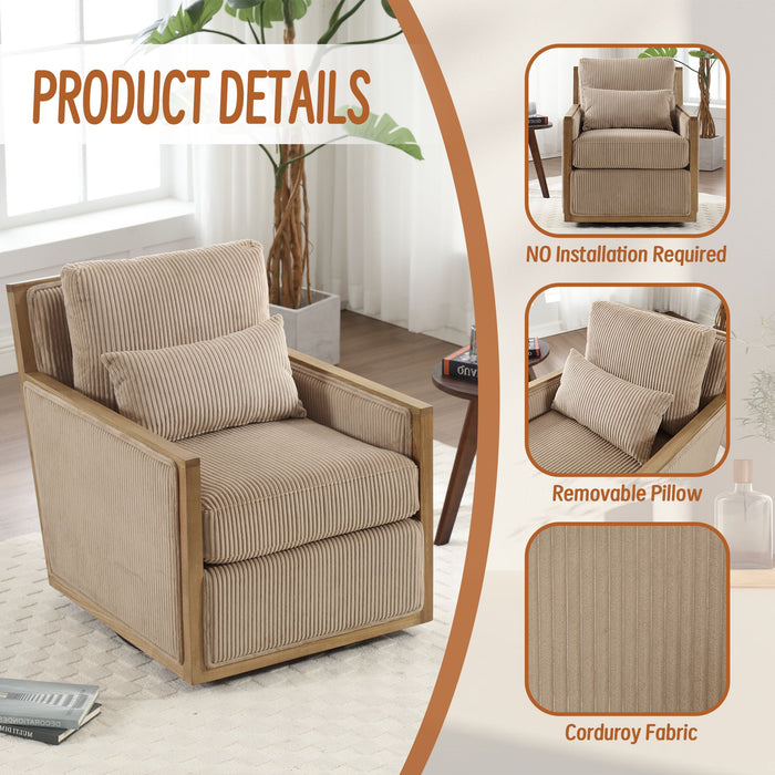 Comfy Accent Barrel Chair, 360 Degree Swivel