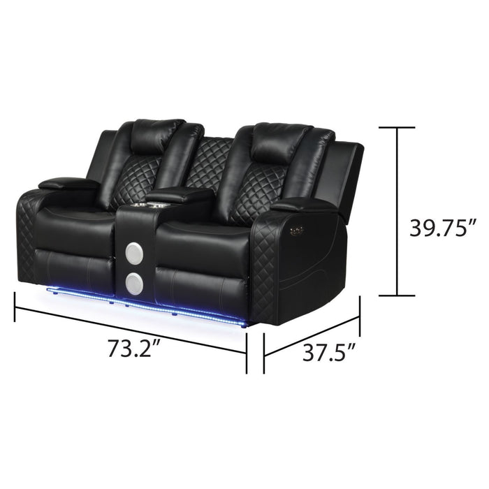 Benz - Power Reclining Loveseat & LED Lighting And Built In USB