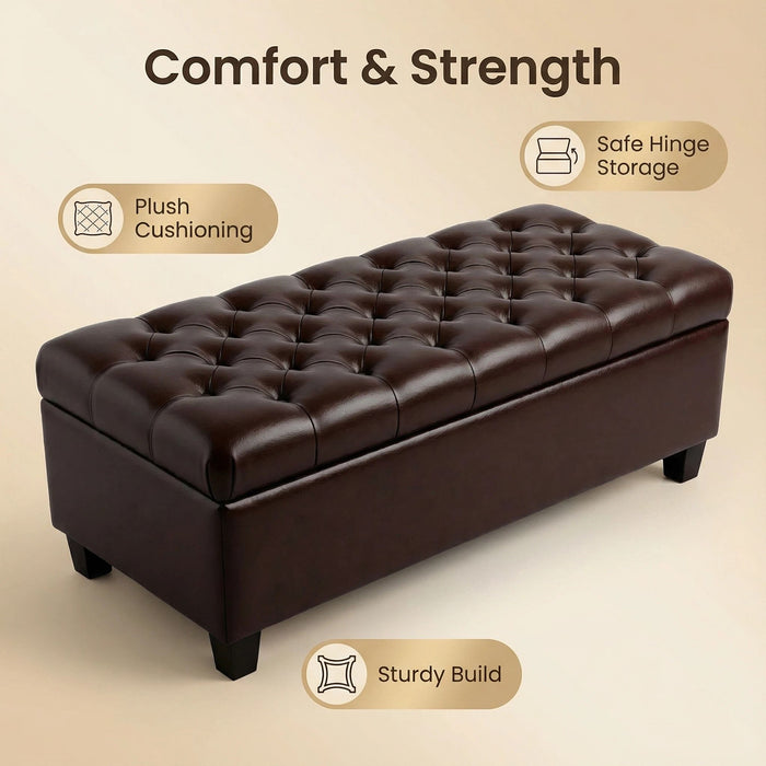 Storage Ottoman Bench With Safety Hinges