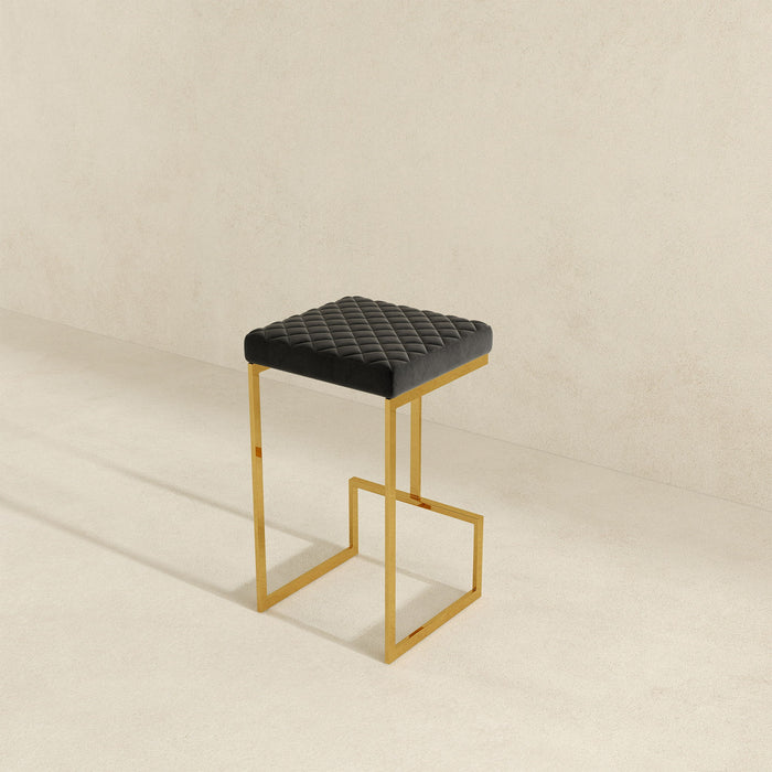 Joel - Upholstered Stool - Black / Gold