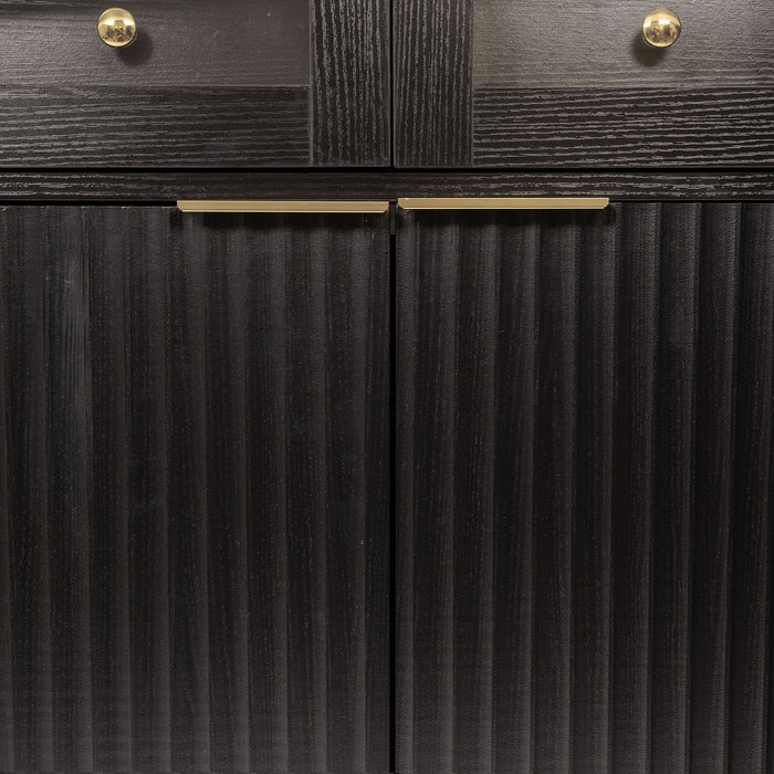 Fluted Tall Arched Pantry Cabinet With Adjustable Shelves