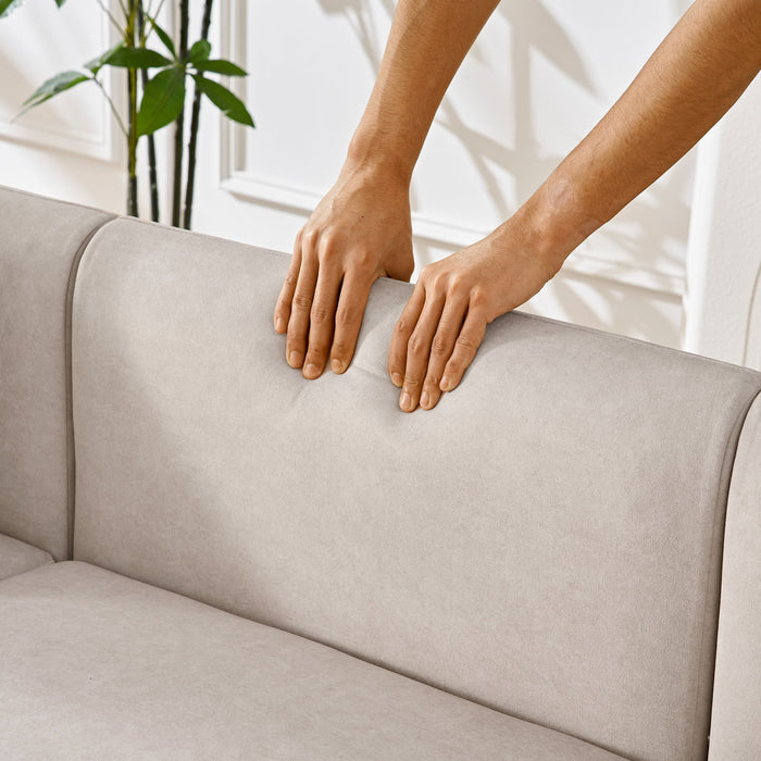 L-Shaped Modular Sectional Sofa With Ottoman, Living Room Furniture Set - Beige