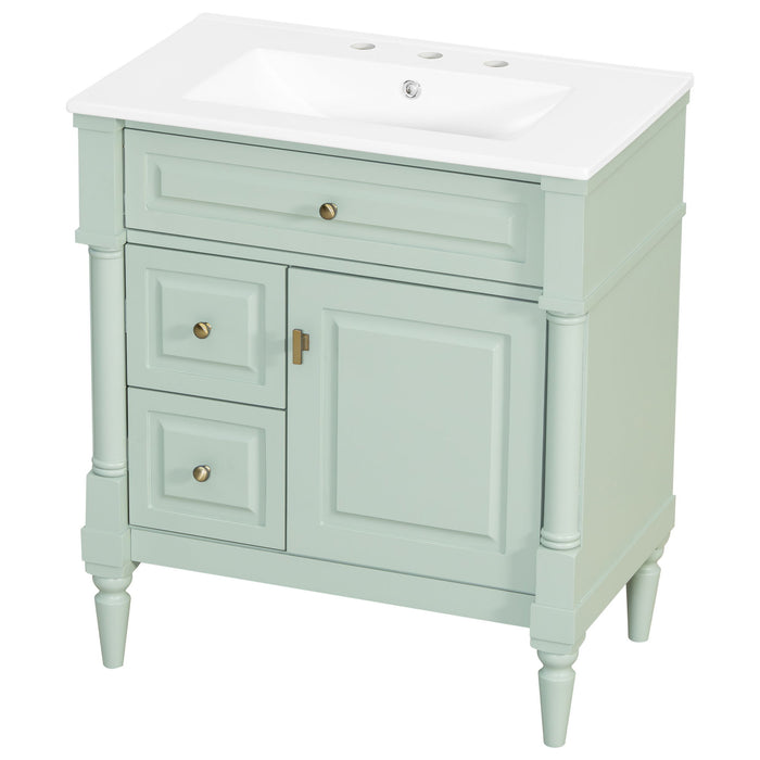 Modern Bathroom Vanity With Sink, Freestanding Cabinet With Flip Drawer & Adjustable Shelf