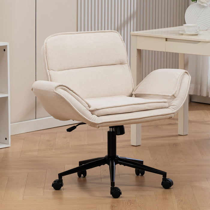 Criss Cross Swivel Desk Chair With Adjustable Armrests & Wheels For Home Office