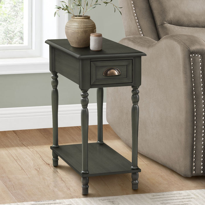 Accent Side Table, 2 Tier, Storage Drawer, Stylish Traditional Design