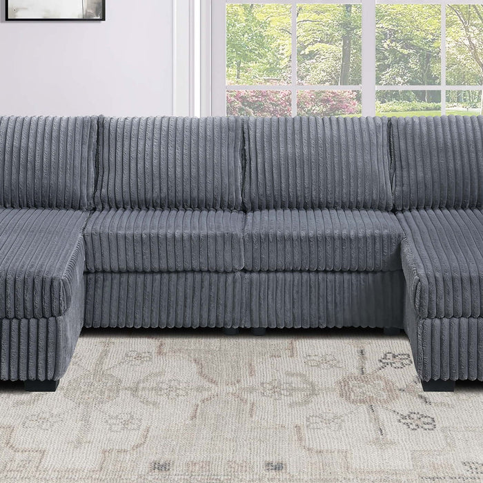 U-Shaped Sectional Set With Cushion Back Armless Chairs Right And Left Arm Chaise