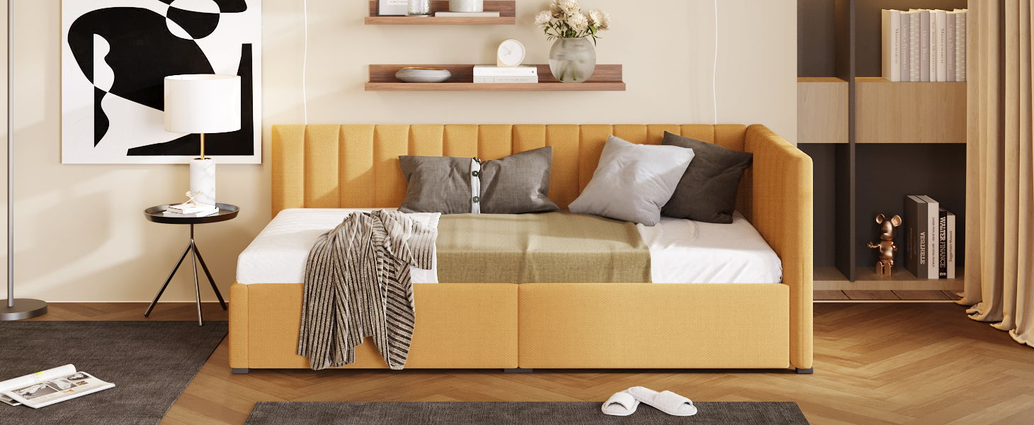 Upholstered Daybed, Sofa Bed Frame, No Box Spring Needed