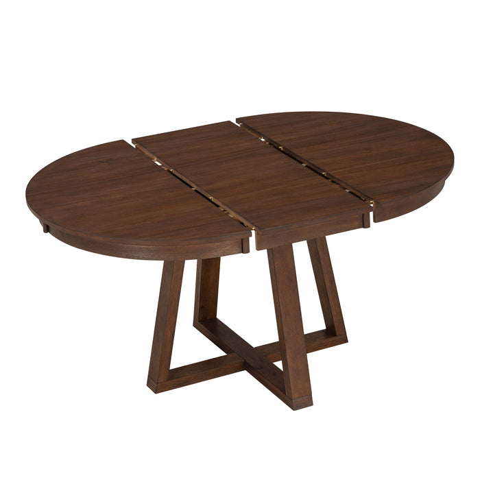 Dining Set With Leaf Round Table And 4 Upholstered Chairs