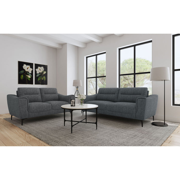 Oberle - 2 Piece Upholstered Sofa Set With Pocket Coil Seating - Charcoal