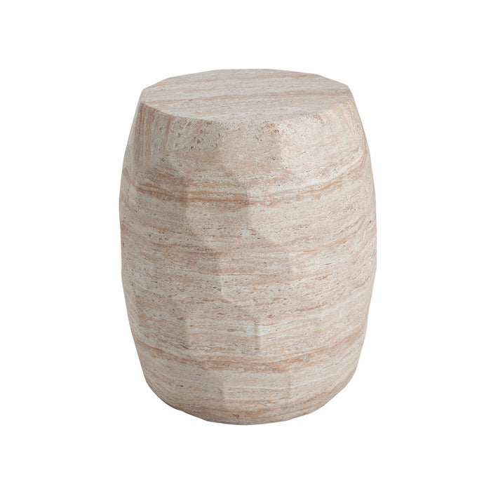 Travertine Lightweight Concrete Side Table For Indoor / Outdoor Use - Beige